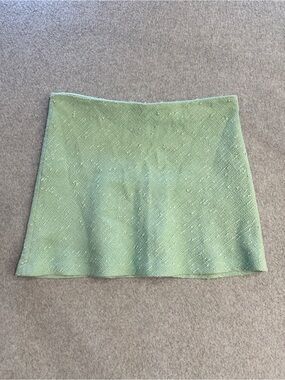Zara Mint Green Tweed Textured Mini Skirt